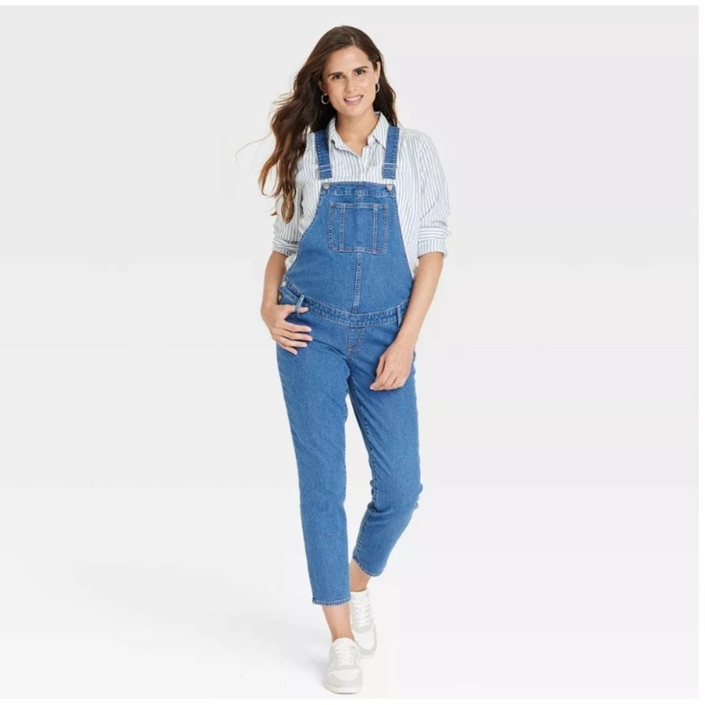 Isabel Maternity Denim‎ Overalls Maternity Jumpsuit Sz 10 Cotton NWT